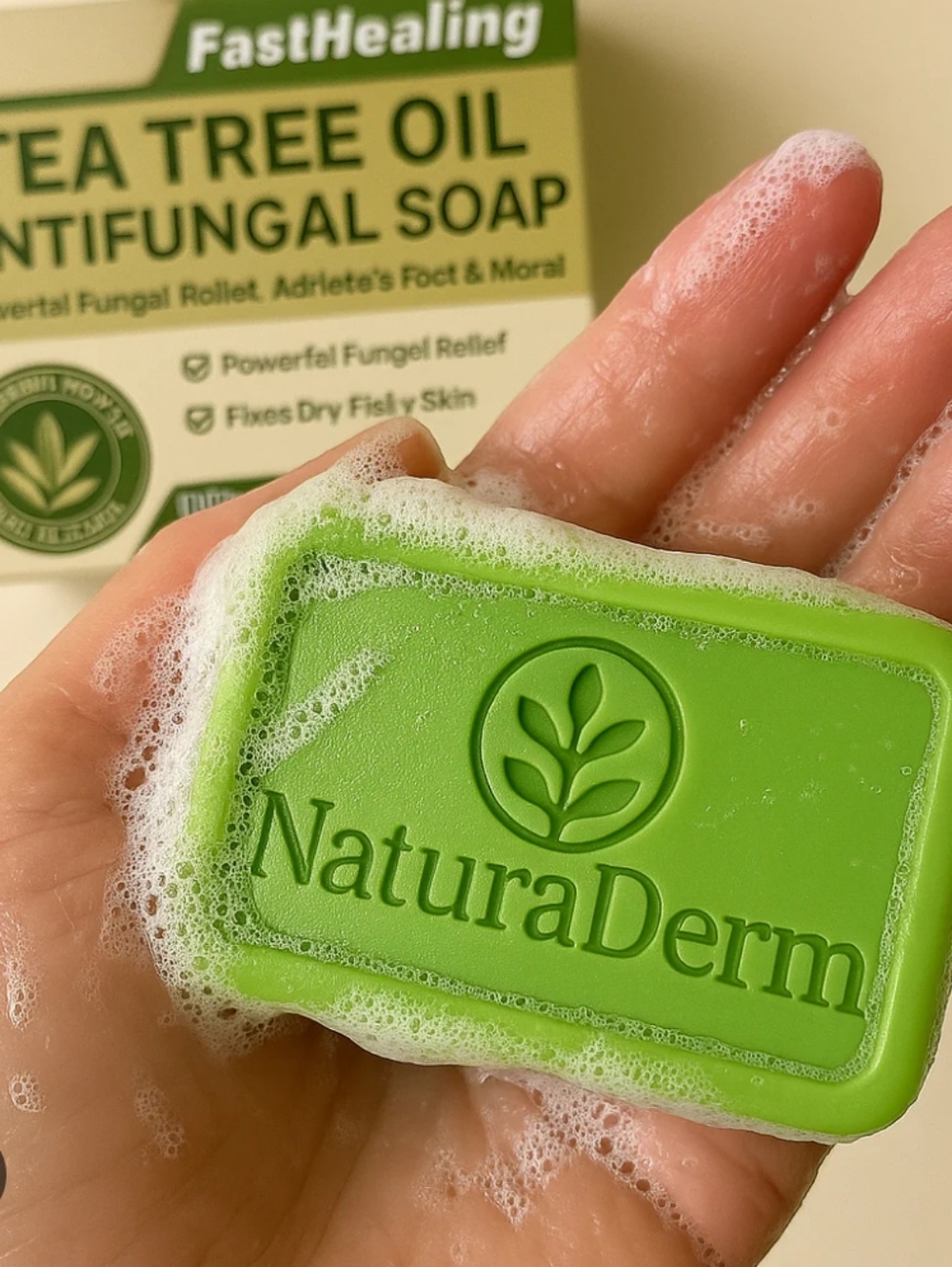 2 pack Tea Tree Oil Antifungal Soap - Green With 2 Mesh Soap Bar Cleansing Bags.